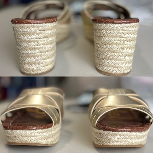 NWOT Sam Edelman Ramona Wedge Sandal - Gold - Picture 3 of 9